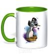 Mug with a colored handle Dog Noodle Lady and the Tramp kelly-green фото