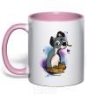 Mug with a colored handle Dog Noodle Lady and the Tramp light-pink фото