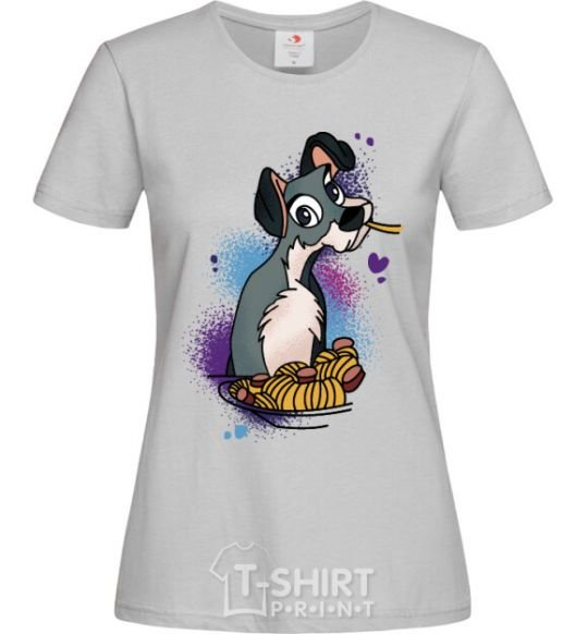 Women's T-shirt Dog Noodle Lady and the Tramp grey фото