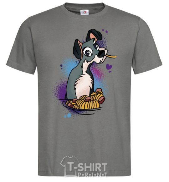Men's T-Shirt Dog Noodle Lady and the Tramp dark-grey фото