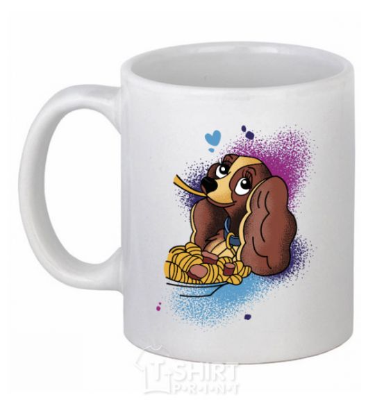 Ceramic mug Dog Noodle Lady and the Tramp White фото