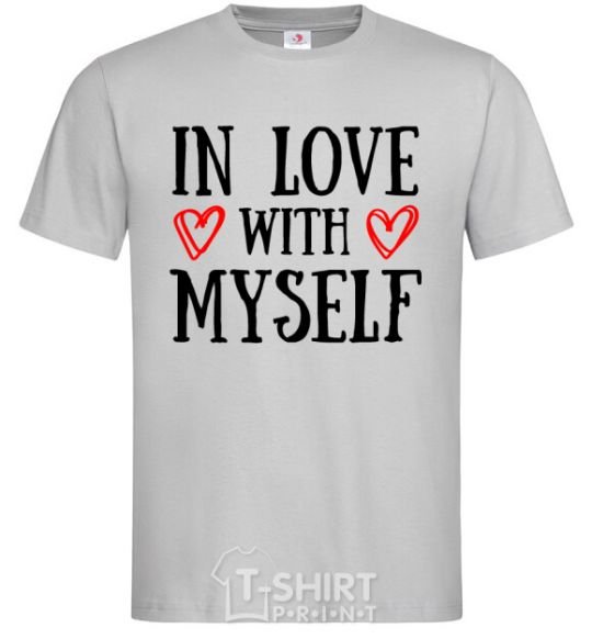 Мужская футболка In love with myself Серый фото