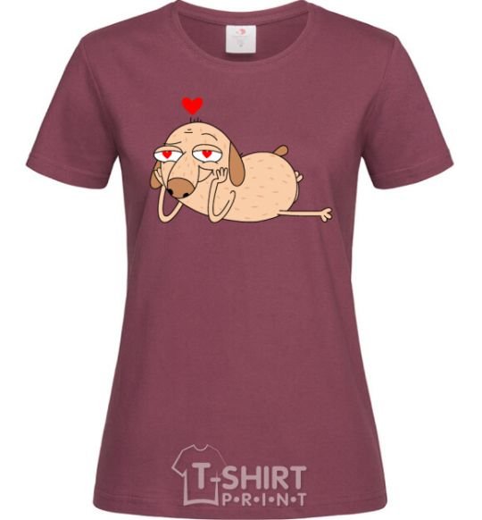 Women's T-shirt Diggy in love burgundy фото