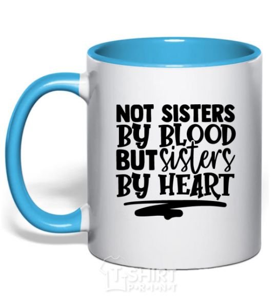 Mug with a colored handle Best sisters sky-blue фото