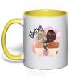 Mug with a colored handle Besties girlfriends yellow фото