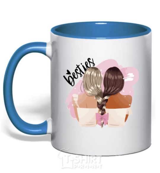 Mug with a colored handle Besties girlfriends royal-blue фото