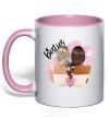 Mug with a colored handle Besties girlfriends light-pink фото