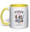 Mug with a colored handle Reunion girls yellow фото