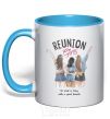 Mug with a colored handle Reunion girls sky-blue фото