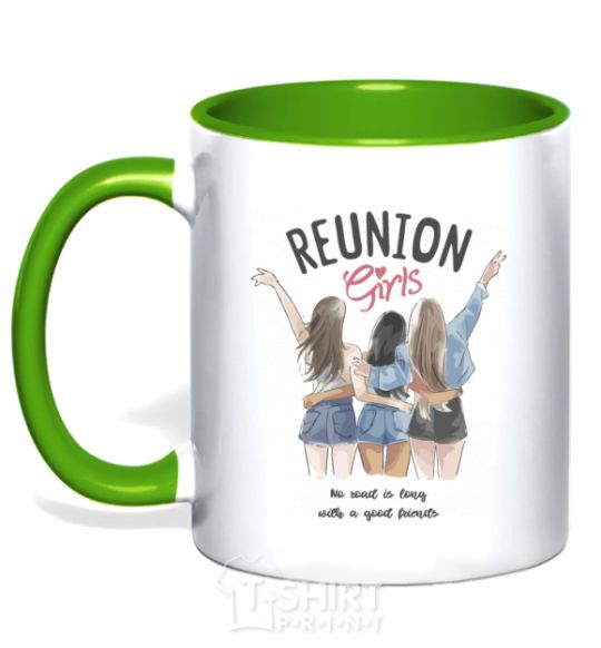 Mug with a colored handle Reunion girls kelly-green фото