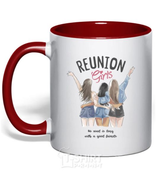 Mug with a colored handle Reunion girls red фото