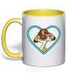 Mug with a colored handle Timon couples yellow фото