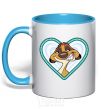Mug with a colored handle Timon couples sky-blue фото