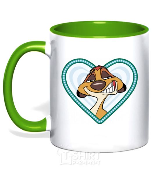 Mug with a colored handle Timon couples kelly-green фото
