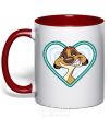 Mug with a colored handle Timon couples red фото