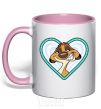 Mug with a colored handle Timon couples light-pink фото