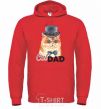 Men`s hoodie Cat CatDAD bright-red фото