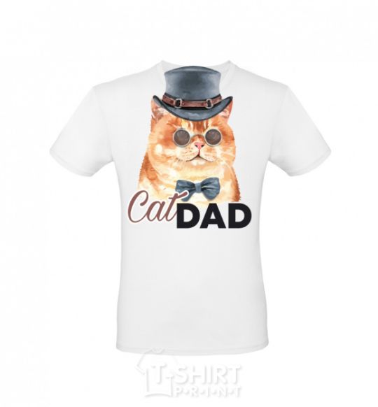 Men's T-Shirt Cat CatDAD White фото