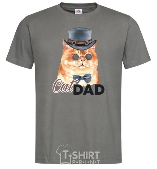 Men's T-Shirt Cat CatDAD dark-grey фото