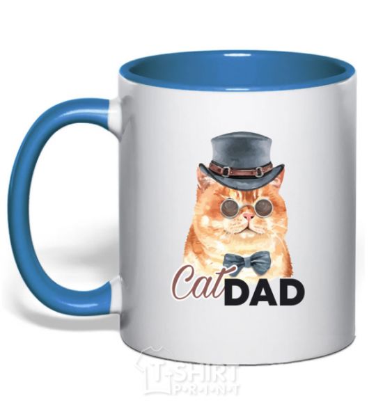 Чашка с цветной ручкой Кот CatDAD Ярко-синий фото