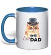 Mug with a colored handle Cat CatDAD royal-blue фото