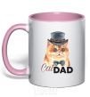 Mug with a colored handle Cat CatDAD light-pink фото