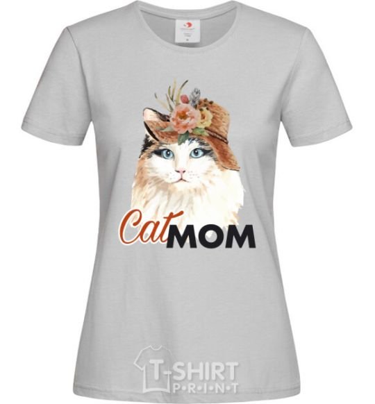 Women's T-shirt CatMOM grey фото