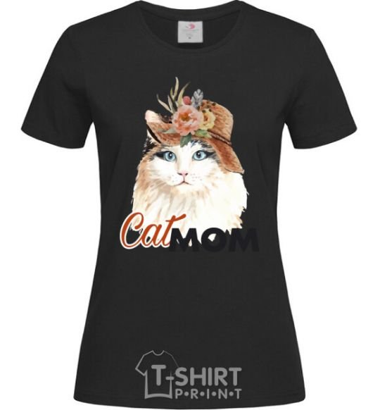 Женская футболка Кошка CatMOM Черный фото