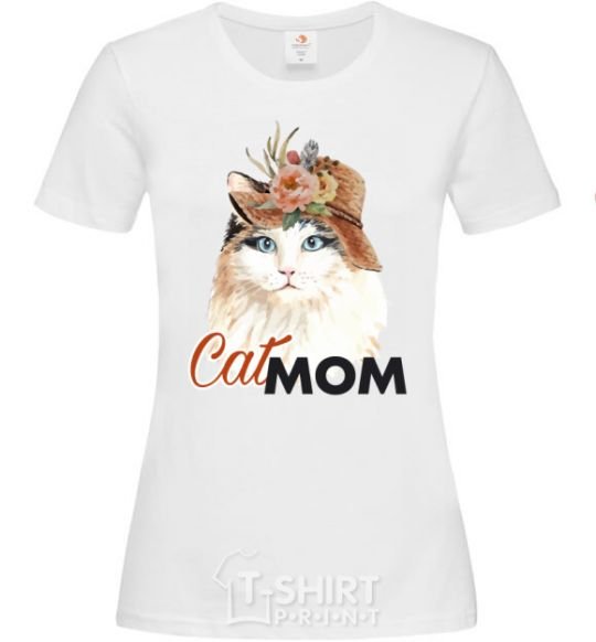 Женская футболка Кошка CatMOM Белый фото