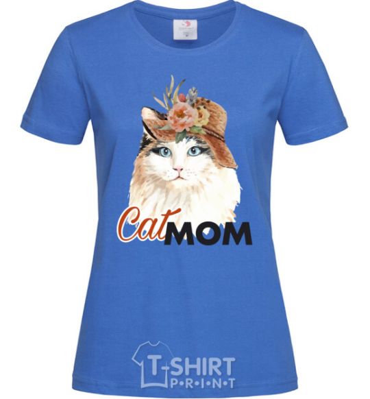 Женская футболка Кошка CatMOM Ярко-синий фото