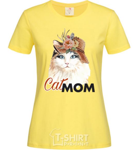 Женская футболка Кошка CatMOM Лимонный фото