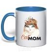 Mug with a colored handle CatMOM royal-blue фото