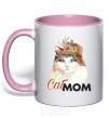 Mug with a colored handle CatMOM light-pink фото