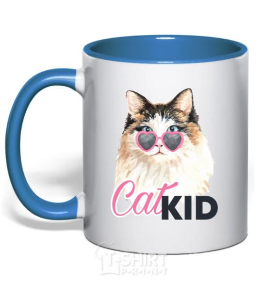 Mug with a colored handle Kitty CatKID royal-blue фото