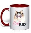 Mug with a colored handle Kitty CatKID red фото