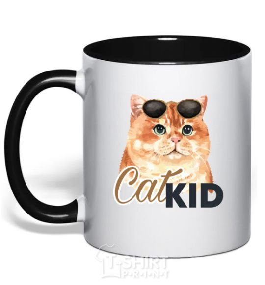 Чашка с цветной ручкой Котик CatKID Черный фото