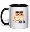 Mug with a colored handle CatKID black фото