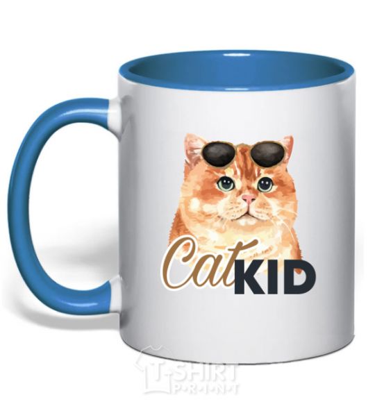 Mug with a colored handle CatKID royal-blue фото