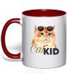 Mug with a colored handle CatKID red фото