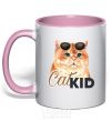 Mug with a colored handle CatKID light-pink фото