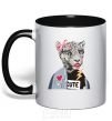 Mug with a colored handle Leopard mom black фото