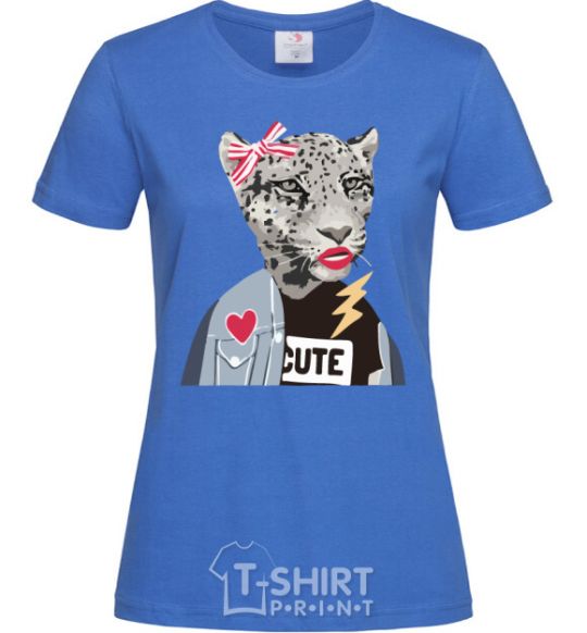 Women's T-shirt Leopard mom royal-blue фото