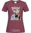 Women's T-shirt Leopard mom burgundy фото