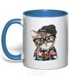 Mug with a colored handle Leopard baby royal-blue фото