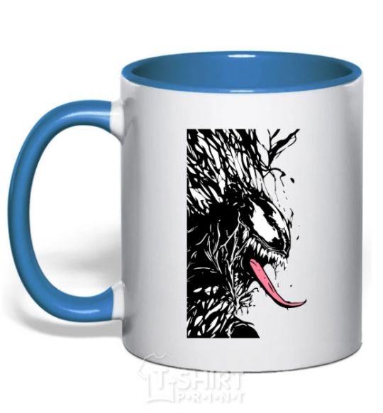 Mug with a colored handle Venom ink marvel royal-blue фото