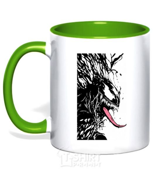 Mug with a colored handle Venom ink marvel kelly-green фото