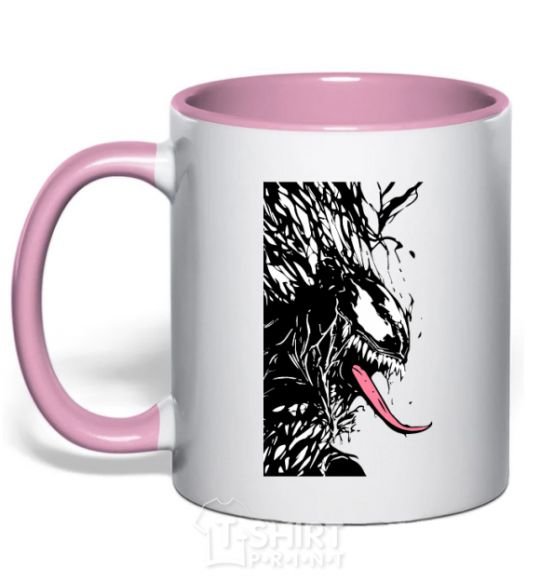 Mug with a colored handle Venom ink marvel light-pink фото