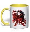 Mug with a colored handle Venom carnage yellow фото