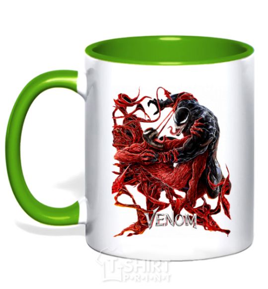 Mug with a colored handle Venom carnage kelly-green фото