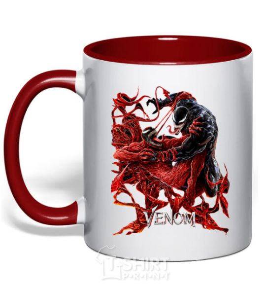 Mug with a colored handle Venom carnage red фото